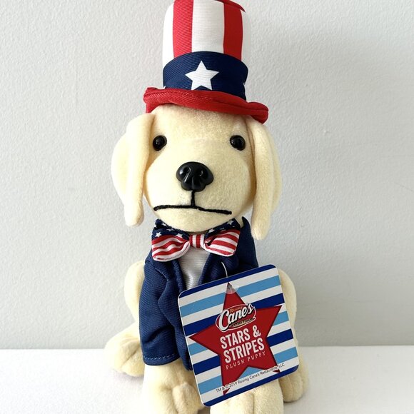 Raising Canes Dog Plush Stars Stripes Uncle Sam Patriotic Puppy Stuffed Toy 2019 - Picture 2 of 8